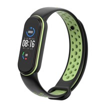 누아트 샤오미 미밴드 5/6/7 실리콘 스마트밴드, 블랙네온
