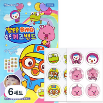 밴드골드 뽀로로 BNG 습윤키즈 하이드로콜로이드밴드 18매 뽀로로 루피 캐릭터, 6세트