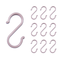 리빙홈디테일 플라스틱 심플 S자 걸이 12cm, 핑크, 10개