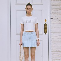 로라로라 PLEATS DENIM SKIRT