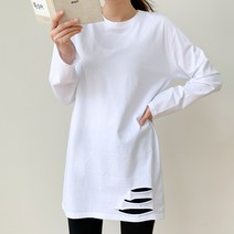 핑크시슬리 여성용 제인 레이어드 컷팅 롱 긴팔 티셔츠