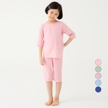 롤리트리 아동용 순면 7부 솔리드 내의 상하의 세트 V2