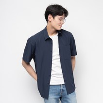 캐럿 남성용 구김 없는 링클 프리 오버핏 반팔 셔츠