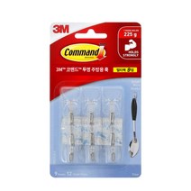 3M 코맨드 투명 인테리어 주방용훅 9개, 혼합 색상, 1세트
