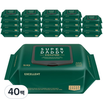 슈퍼대디 물티슈 엑설런트82 캡형, 70매, 40팩
