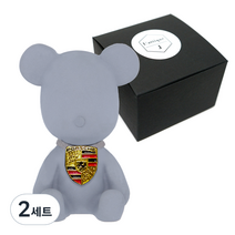 라띠크제이 엠블럼 베어 차량용 방향제 포르쉐 그레이 + 리필 베이비파우더 5ml, 2세트