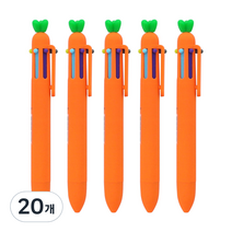 핑크풋 2000 당근 6색 볼펜 0.7mm, 혼합색상, 20개