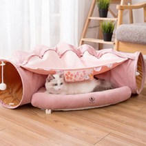 딩동펫 반려동물 고양이 숨숨 동굴형 터널하우스, 벚꽃(핑크), 1세트