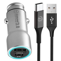 디지지 차량용 USB 앤 pd 듀얼시거잭 + 갤럭시 C타입 컬러 고속 충전 케이블 1.2m, 시거잭(DGG-604), 케이블(DG-MC20), 딥블랙