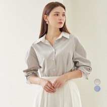 ELLE PARIS 여성용 배색 스트라이프 셔츠