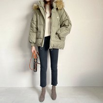 마이시즌 여성용 그레이시 페이크 라쿤퍼 패딩점퍼