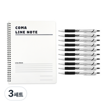 투코비 코마 스프링 라인노트 + 제트스트림 볼펜 흑색 0.5mm 10p 세트, 화이트(노트), 3세트