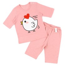 메이키즈 여아용 하트핸 오가닉 7부 슬라브 실내복세트