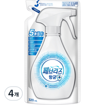페브리즈 항균 플러스 섬유탈취제 보충형, 320ml, 4개, 깨끗한향