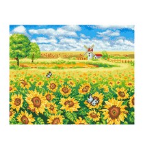디클레어 액자 캔버스형 보석십자수 DIY 키트 40 x 50 cm, 1세트, 해바라기 들판 2