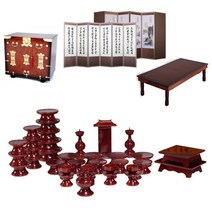 패키지 문화재 오리목 제기 39p + 남원 앞닫이 제기 보관함 + 남원목기공예 옥비단 산수화 추사한시 6폭 병풍 + 남원 춘향골 직교자상 80-120, 1세트