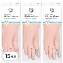 프로그 라텍스 컴포트 고무장갑 양손세트 M, 베이비 핑크, 중(M), 15세트