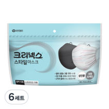 크리넥스 스타일마스크 블랙 15p + 스트라이프 15p 세트 성인용, 6세트