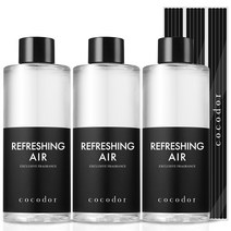 코코도르 디퓨저 리필액 3개 + 리드스틱 15개입, 리프레싱에어, 200ml