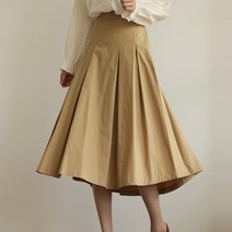 빼빼 여성용 뒷밴딩 A라인 플리츠 롱 스커트