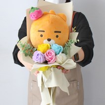 모리앤 카카오리틀프렌즈 비누꽃 인형꽃다발, 딸기라이언