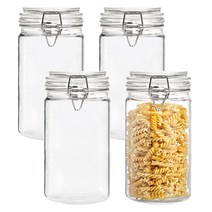 차이나다 다용도 밀폐 유리병 슬림형 1200ml, 단품, 4개