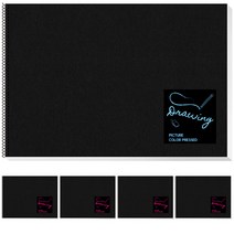 영아트 블랙 미술용 드로잉북 200g + 스티커 랜덤발송 5세트, 8절