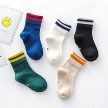 양말폭탄 아동용 두줄컬러매치 양말 5p