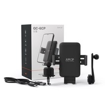 주파집 3세대 차량용 센서 고속 무선충전거치대 QC-6CP, 1개, 블랙