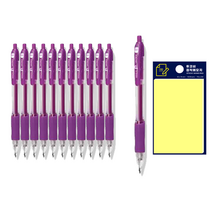 동아 P노크 펜 0.5mm 12p + 투코비 스티키 메모패드 노랑 세트, 보라, 1세트