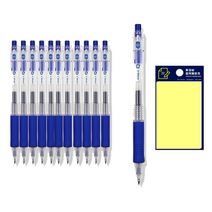 동아 Q노크 스탠다드 펜 0.5mm 12p + 투코비 스티키 메모패드 노랑 세트, 파랑, 1세트