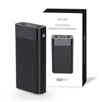 오호 LED 듀얼 USB PD 고속충전 보조배터리 20000mAh USB, PWX01, 블랙