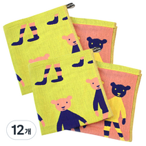 퓨어썬데이 순면 3중 거즈 행주 주방타올 사커베어, 12개