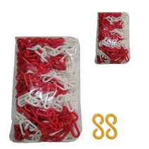 동광세이프티 플라스틱 체인 적색 + 백색 8mm x 5m 2p + 플라스틱 연결고리 2p, 1세트