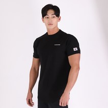 허그본 남성용 데일리 머슬핏 스몰로고 반팔 티셔츠 태극라인