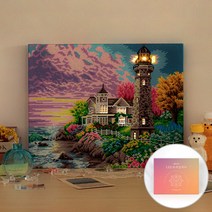 아트조이 DIY LED 보석십자수 (캔버스형) 40x50cm, 등대가 있는 풍경, 1세트