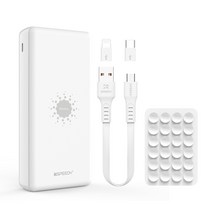 SPEEDY 퓨어 멀티 무선W 보조배터리 20000mAh 멀티단자 + 5핀 케이블 + 8핀 젠더 + 타입C 젠더 + 흡착패드, SPE-PA202A5W, WHITE