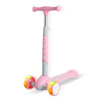 조코 LED 엣지형 킥보드 유아용 접이식, 핑크 + 그레이