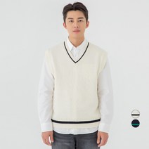 캐럿 남성용 오버핏 배색 브이넥 베스트