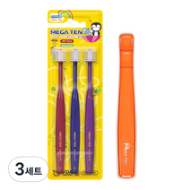 메가텐 키즈 360 어린이 유아칫솔 3단계 3P + 케이스세트, 혼합색상, 3세트