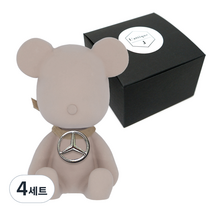 라띠크제이 엠블럼 베어 차량용 방향제 벤츠 베이지 + 리필 화이트머스크 5ml, 4세트