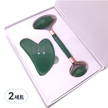 프랑온드 옥석 롤러 안면 뷰티 마사지기 롤러 + 하트 세트, 혼합색상, 2세트