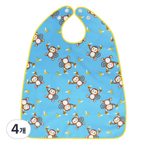 더해피 성인 방수 몽키바나나 버튼형 턱받이, 스카이, 4개