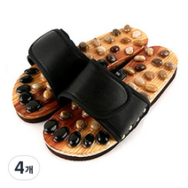 천연석 자갈 지압 슬리퍼 220-245, 4개, 블랙