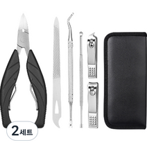 네일 케어 니퍼 손톱깎이 6종 세트, 블랙, 2세트