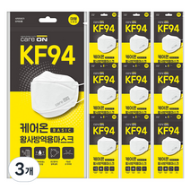 케어온 베이직 황사마스크 대형 KF94, 3개입, 30개, 흰색