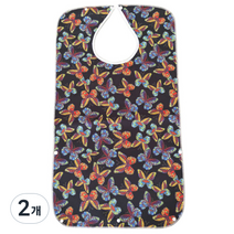 디에닐 성인 방수 똑딱이 턱받이 L, 블랙나비, 2개