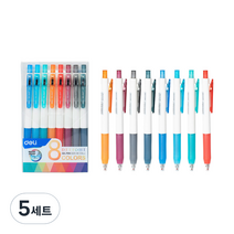 델리 델라이트 그립 노크식 젤잉크펜 8색 세트 0.5mm EG120-8C, 혼합 색상, 5세트