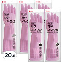 롯데이라이프 착한 고무장갑 중, 핑크, 중(M), 20개