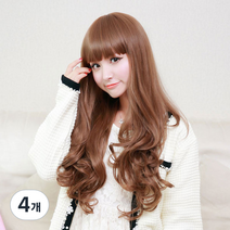 뿌이뿌이가발 여성 롱 웨이브 통가발 모스피, 초크브라운, 4개